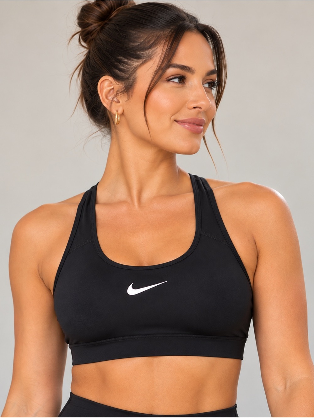 Nike | Dri-FIT Black Racerback Sports Bra White Swoosh - Size XS